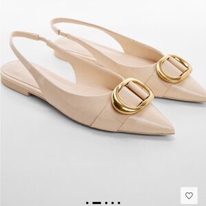 Mango Cream Gold Flats with Chic Buckle